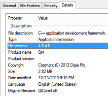 DLL image showing Qt 4.8.4