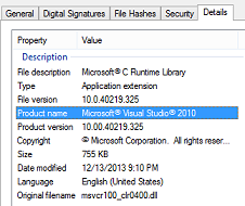 DLL image showing Visual Studio 2010